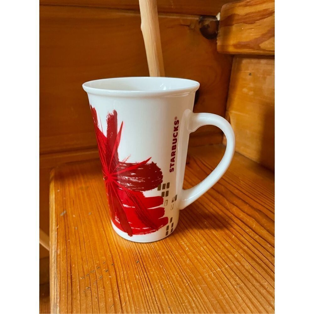 Starbucks Red/Gold Abstract Holiday Tall 12 fl oz Mug - Holiday 2014 Coffee Cup